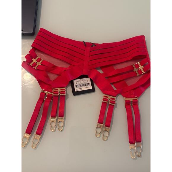 Honey Birdette Linda C Small Suspender Garter Belt Raspberry Red Strappy SM NEW - Picture 1 of 4
